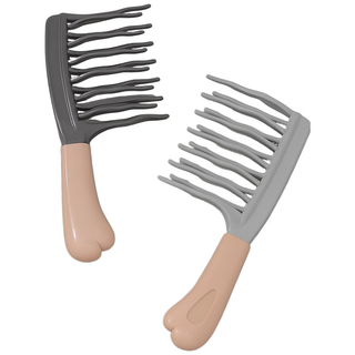 제이_ 대형 웨이브 헤어 펌 곱슬머리 탈모방지 굵은빗 도끼빗 머리빗 (1+1), 1개, (블랙+그레이)