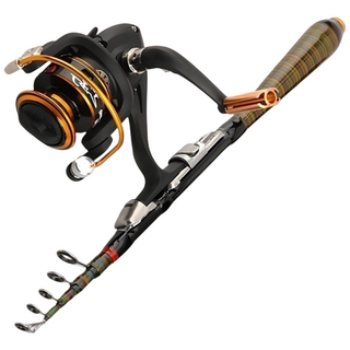 원거리 루어 풀세트 초경량 신축형 휴대용 낚싯대 스페이드캐스팅릴 카본 핸들 세트 해양 담수 어종용 우럭 마구라 전용 방어형 스핀들 휠 드랍샷 휠 키트, 검은색