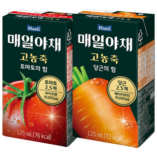 매일야채 고농축 토마토의 힘+당근의 힘 125ML 각 24팩 (총 48팩), 1세트