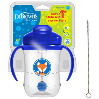 닥터브라운 신형 추추빨대컵 270ml + 청소솔, 블루, 1개