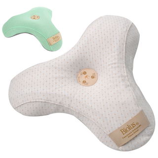 alpremio 第3階段幼兒園點防扁頭枕+網狀枕套, 淺綠色