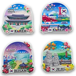 한국민예사 코리아 서울 부산 제주 한복 관광 입체 자석 세트 한국 기념품 외국인 선물 korean souvenir ref magnet, 01