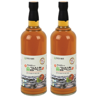 자연과발효 6년숙성 자연발효 솔잎감식초 1리터 항아리숙성 유리병, 2개, 1L