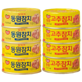 동원참치 살코기 90g×4p + 고추참치 90g×4p 세트, 90g, 1세트