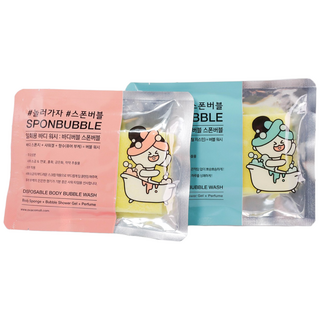 사비아 바디버블 스폰버블 일회용 샤워 스폰지 + 바디워시, 20개, 15ml, 아쿠아마린 10매/퓨어부케 10매