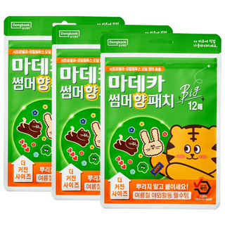 동국제약 마데카 썸머 향 패치 빅 12매 여름 야외활동 필수템 유아 썸머패치 천연 아로마 오일사용 마데카 썸머패치, 3개, 12개입