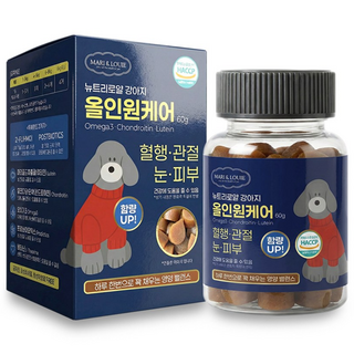 뉴트리로얄 강아지 올인원케어 강아지종합영양제 눈 관절 오메가3 유산균 장건강 면역 피부 비타민, 1개, 종합영양제, 50정