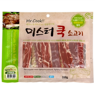 미스터쿡 강아지 간식 스테이크, 3종(소고기/연어/오리), 300g, 1개