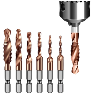 tinduo HSS6542 코발트 함유 탭핑비트 드릴탭 나사선 드릴탭 육각 나사탭, 6종 세트