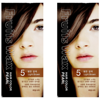 과일나라 후르츠왁스 헤어칼라 진주펄 염색약 60g 05호 밝은갈색 2개+사은품 파우치 2장 추가증정, 2개