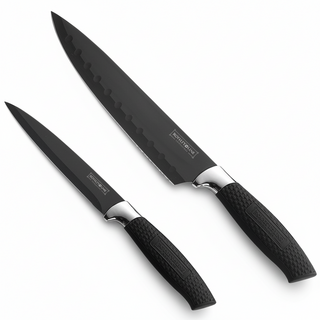로얄티라인 스위스 2종 식도 + 과도 주방 칼 세트, 블랙, 1개