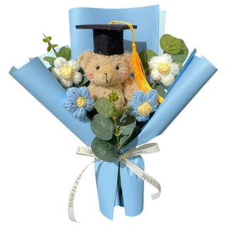 학사모 꽃다발 핸드메이드 조화 졸업식 학예회 축하 개학 졸업 선물, 1개, A03:학사모_미니블루