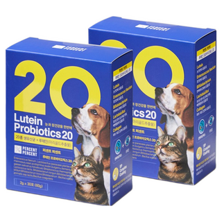 퍼센트퍼센트 강아지유산균 루테인 프로바이오틱스20 눈과 장건강을 한번에! 고양이 반려동물 장/소취영양제, 30회분, 눈물개선/눈건강, 2개