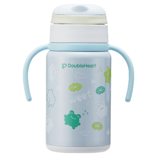 더블하트 스테인리스 빨대컵 개구리 300ml, 그린 (개구리), 4개