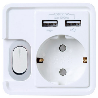 KOZI USB 충전 1구 멀티탭 절전형 사각 콘센트, 1개, 0cm