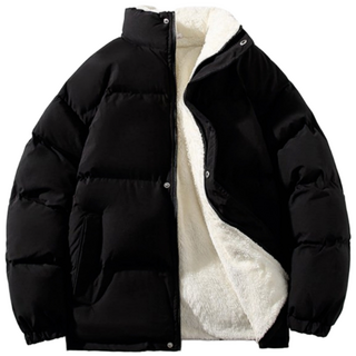 에이프릴랩스 남성 오버핏 후리스 퍼 안감 패딩 숏패딩 점퍼