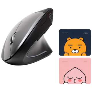 MAXTILL 컴퓨터 무선 버티컬 마우스 맥스틸 GM-WEM30L 블랙 / 블랙+실버 손목보호형 손목터널증후군 오른손용 사은품 카카오프랜즈 마우스패드 1개 랜덤