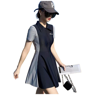 지고다그 여성용 여름 긴팔 원피스 수영복 빅사이즈 군살커버 체형보정 래쉬가드 ZXC42456, 그레이