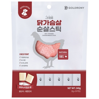 골드로니 반려동물 그대로 순살스틱 간식 30p, 닭가슴살, 8g, 1개