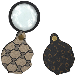 유니샵 1+1 휴대용 명품 돋보기 20배율 어지러움방지 케이스포함, 1세트, 갈색+흑색