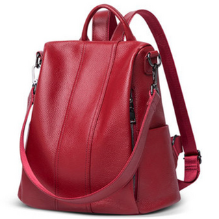 미녹지구 여성 리얼 소가죽 백팩 대용량 데일리 통근 여행 블랙 캐주얼 백팩