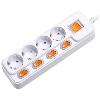 국산 접지 개별 +과부하차단 스위치 멀티탭 멀티콘센트 4구 (16A), 화이트, 1개, 3m