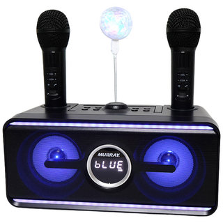 마농 휴대용 가정용 무선마이크 블루투스 노래방 듀얼 스피커 노래방 기계 반주기 세트 + 미러볼, 노래방기계