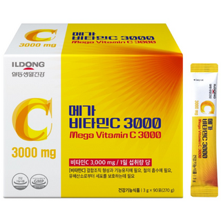 ILDONG 메가 비타민C 3000mg 고함량 순수 비타민C 100% (3개월분), 1박스, 270g
