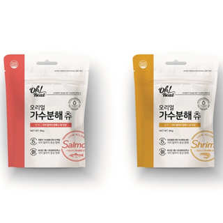 오리얼 반려동물 가수분해 츄 건조간식, 혼합맛(연어/새우), 1세트
