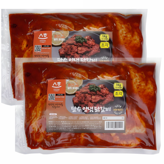 국내산닭 냉장 춘천 닭갈비 당일제조발송 달수 한입 양념닭갈비, 1kg, 2개