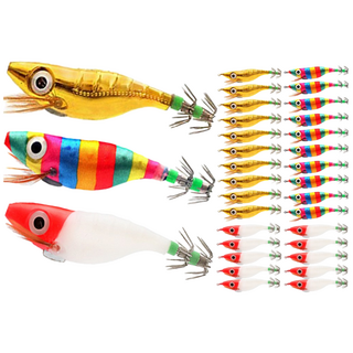 손피싱 왕눈이에기 30개 세트 Y2 바늘 색동 금동이 고추장 애기 문어 쭈꾸미 갑오징어 바다 낚시 채비, 1개, 10g, 왕눈이에기세트(색동+크롬골드+고추장)