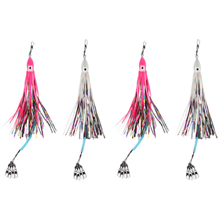 레저킹 반짝이 꼴뚜기 문어채비 4개세트 문어낚시용품, 야광-색동, 1세트, 50g