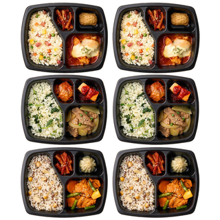 굿스푼 고기반찬 도시락 3종 6팩 치즈불닭 간장숯불고기 제육볶음, 1.23kg, 1세트