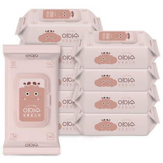 아이수 저자극 브론 몬스터 물티슈 캡형 65gsm, 65g, 70매, 10개