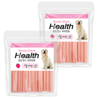 인터펫코리아 강아지 덴탈헬스 플러스 자이언트 덴탈껌, 딸기맛, 260g, 2개