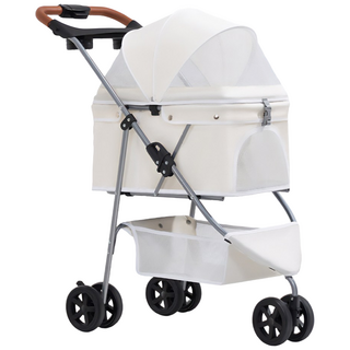 분리형 강아지 유모차 애견 고양이 반려견 접이식 개모차, 화이트, 1개