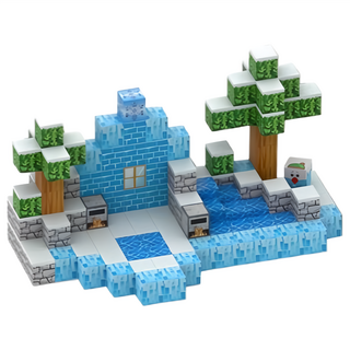 한마 픽셀 스타일 월드 스노우 하우스 입체 건축 자석블럭 112PCS, 1개