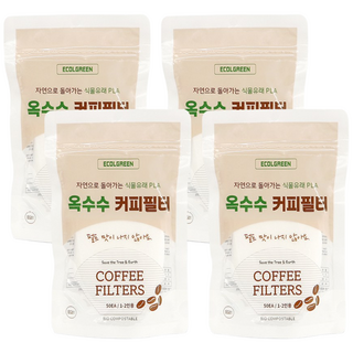 펄프냄새가 나지않는 식물유래 커피필터 국내산 커피여과지 4팩(200매) 커피여과지 핸드드립필터_EG01, 4세트, 50개