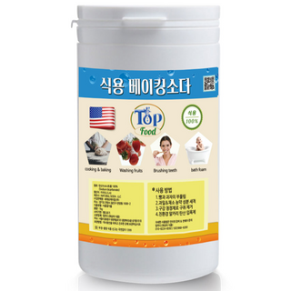 탑푸드(최상의식품) 미국 유기농 식용 베이킹소다 원터치 용기 오가닉(유기농)인증 원료 천연 소다 유기농 제과 제빵 떡전문용 1kg, 1개