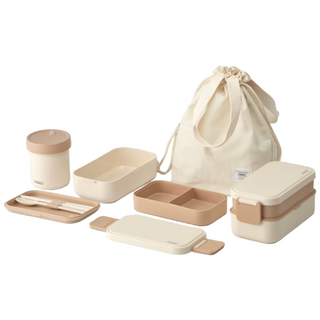 모리 뱀부 직장인 도시락통 + 국통 + 보온보냉백 세트, 1세트, 베이지