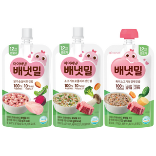 배냇밀 완료기 이유식 3종, 300g, 1세트, 소고기 브로콜리1+닭가슴살 비트1+흑미소고기청경채1