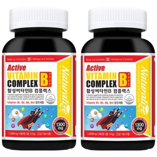 활성 비타민B 컴플렉스 고함량 비타민 B군 B1 B2 B6 B12 복합 영양제 비오틴 엽산 나이아신 L-아르지닌 보조제, 90정, 2개