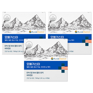 오메가스타 1280mg 순도80% 신선한알래스카 오메가3 비린내 없는 장용성캡슐, 3개, 60정