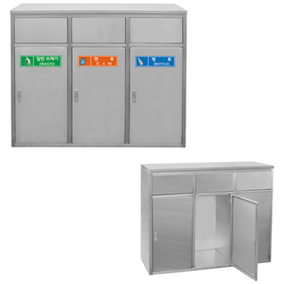 100L 올 스테인리스 사각 분리수거함 3구 4구, 올스텐사각분리수거함 3구