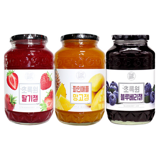초록원 블루베리잼 +딸기잼 +파인애플망고잼 (3KG), 1kg, 1개