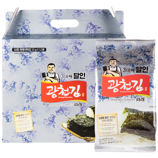 광천김 선물세트 3대째 달인 10호 파래 식탁김 15g 12봉 세트