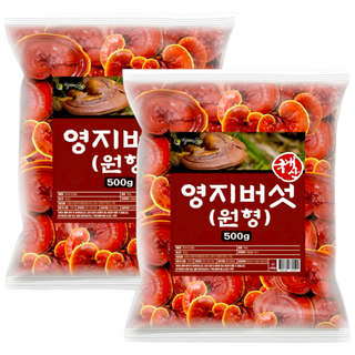 프리미엄 국내산 영지버섯 원형절편 100% 말린 건조 영지버섯 차 원물 효능, 2개, 500g