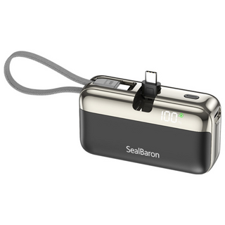 SealBaron 대용량 20000mAh 도킹형 PD 22.5W 일체형 휴대용 미니 보조배터리, 블랙, C타입