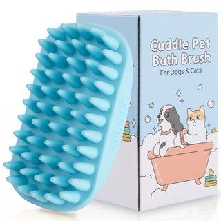 SOONTAN 뽀드득 반려동물 전용 목욕 마사지 털관리 브러쉬, 블루, 1개