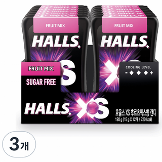 HALLS XS無糖迷你薄荷糖 綜合水果口味, 180g, 3組